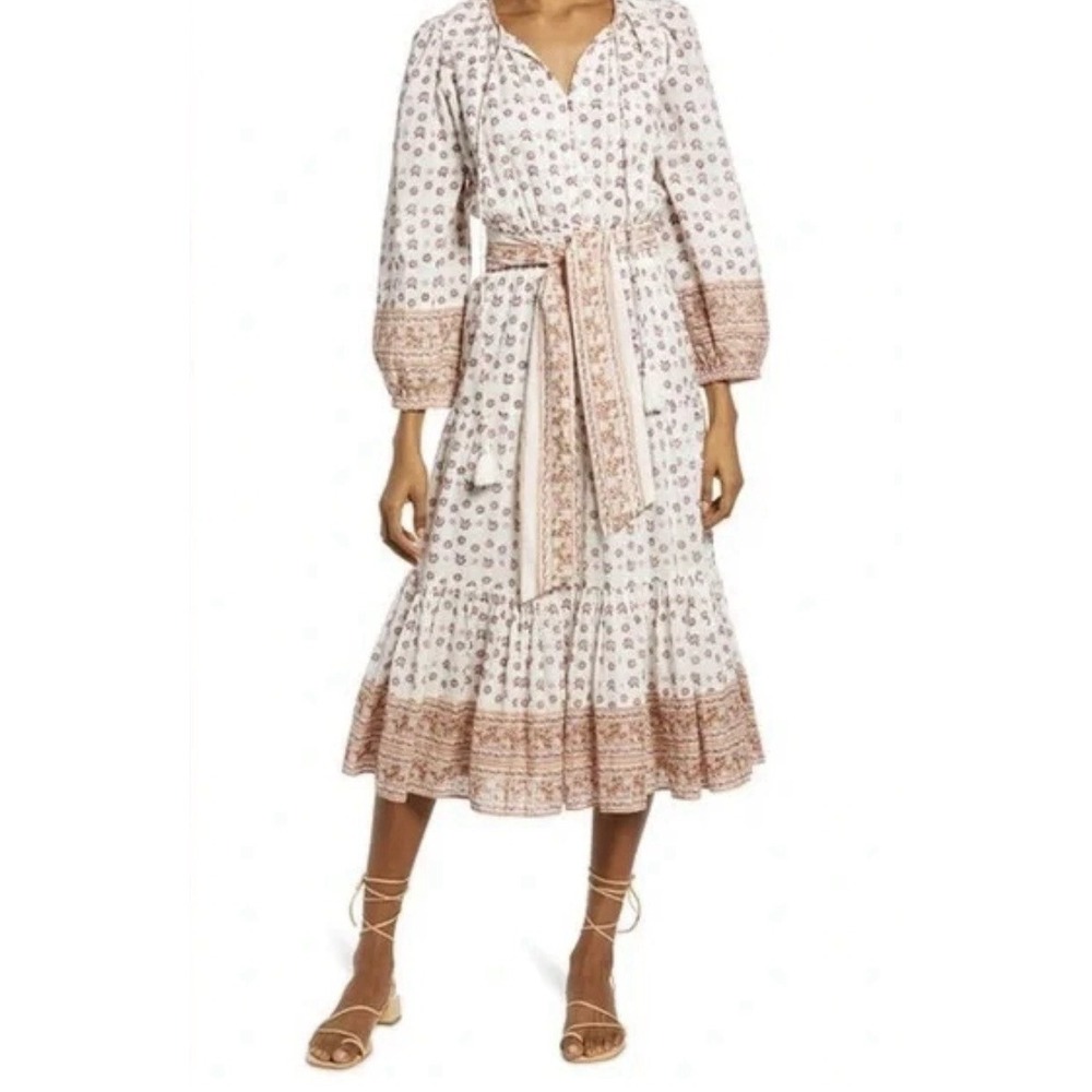 Tuckernuck Cleobella Blakely Floral Peasant Midi Dress Tie Bow Medium $258 Read